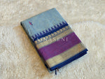 Load image into Gallery viewer, Kanchi Cotton Saree x Temple Border : Ash Blue x Blue
