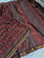 Load image into Gallery viewer, Aura Semi Silk x Ajrakh Prints x Mirrors : Wine
