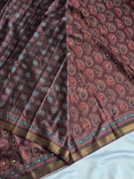 Load image into Gallery viewer, Aura Semi Silk x Ajrakh Prints x Mirrors : Wine
