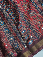 Load image into Gallery viewer, Aura Semi Silk x Ajrakh Prints x Mirrors : Wine

