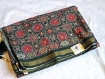 Load image into Gallery viewer, Aura Semi Silk x Ajrakh Prints x Mirrors : Dark Green
