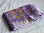 Load image into Gallery viewer, Printed Linen Cotton Saree x Silver Zari Border : Purple
