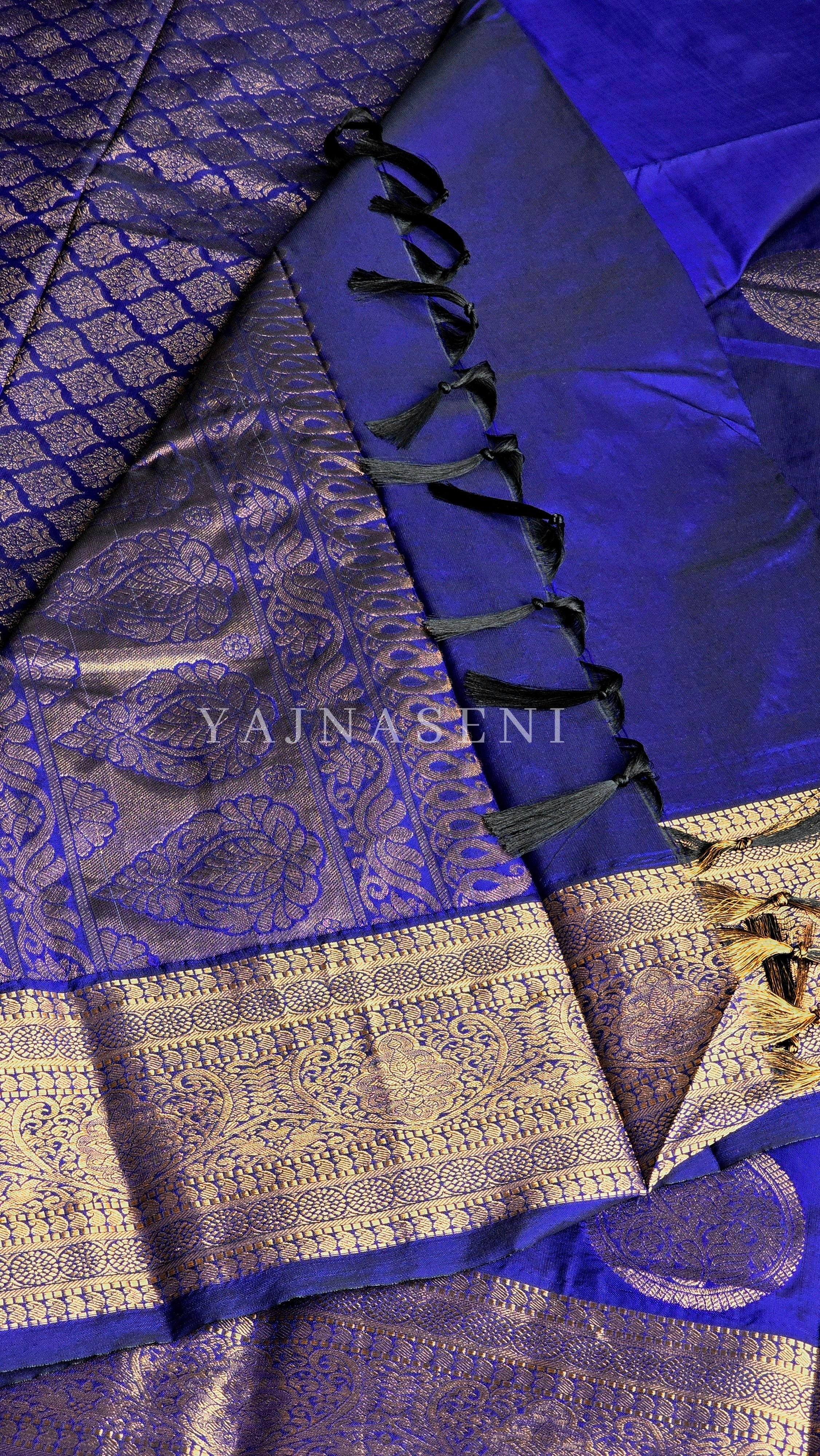 Semi Soft Silk Gold Zari Saree - Persian Blue