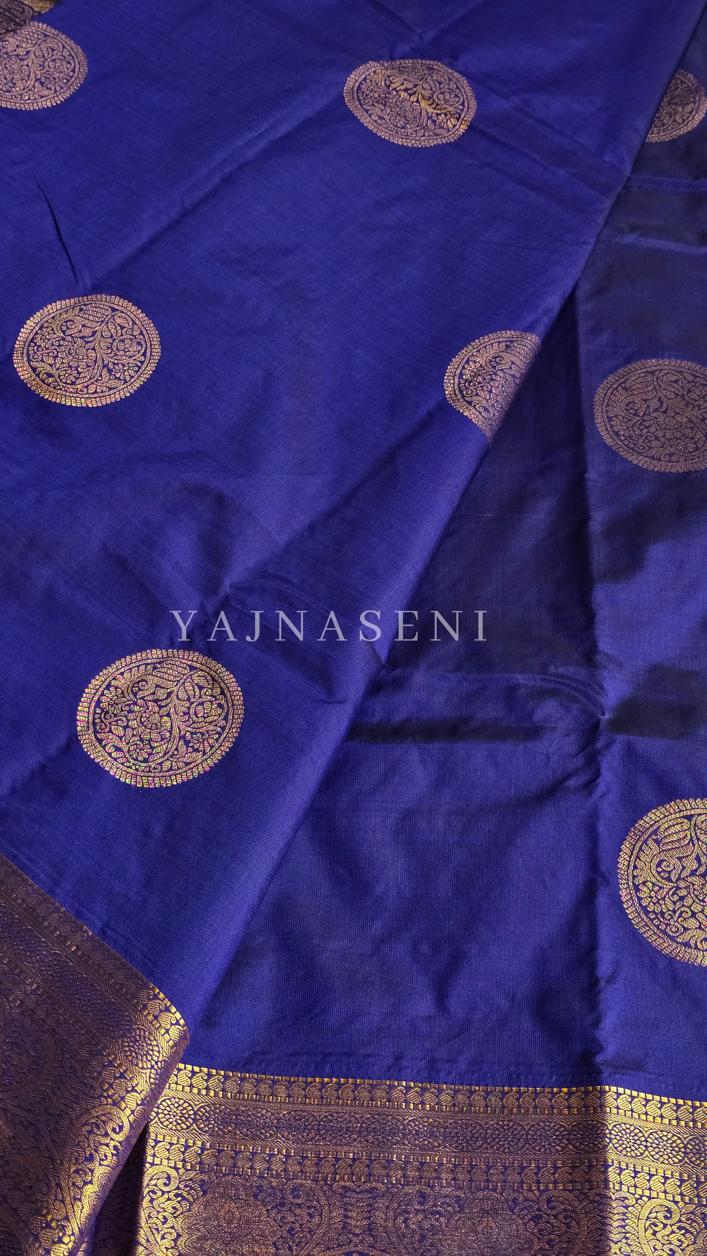 Semi Soft Silk Gold Zari Saree - Persian Blue