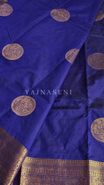 Load image into Gallery viewer, Semi Soft Silk Gold Zari Saree - Persian Blue
