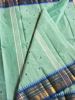 Load image into Gallery viewer, Kanchi Cotton Saree x Temple Border : Aqua x Teal
