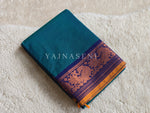 Load image into Gallery viewer, Kanchi Cotton Saree x Thin Border : Teal x Blue
