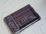 Load image into Gallery viewer, Blended Muslin x Ajrakh Prints Saree : Black x Deep Wine x Blue
