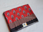 Load image into Gallery viewer, Blended Muslin x Ajrakh Prints Saree : Red x Black x Blue
