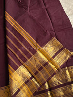 Load image into Gallery viewer, Kanchi Cotton Saree x Single Tall Border : Dark Brown
