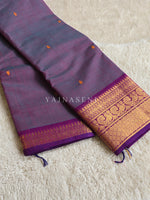 Load image into Gallery viewer, Kanchi Cotton Saree : Purple x Blue (Undertone)
