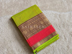 Load image into Gallery viewer, Kanchi Cotton Saree x Tall Border : Lime x Coral Pink

