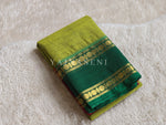 Load image into Gallery viewer, Kanchi Cotton Saree x Ganga-Jamuna Border : Olive x Red x Green
