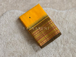 Load image into Gallery viewer, Kanchi Cotton Saree x Temple Border : Yellow x Light Brown
