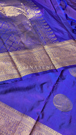 Load image into Gallery viewer, Semi Soft Silk Gold Zari Saree - Violet Blue
