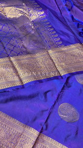 Semi Soft Silk Gold Zari Saree - Violet Blue