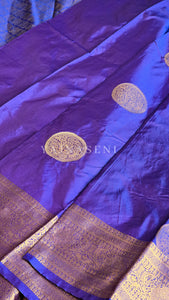 Semi Soft Silk Gold Zari Saree - Violet Blue