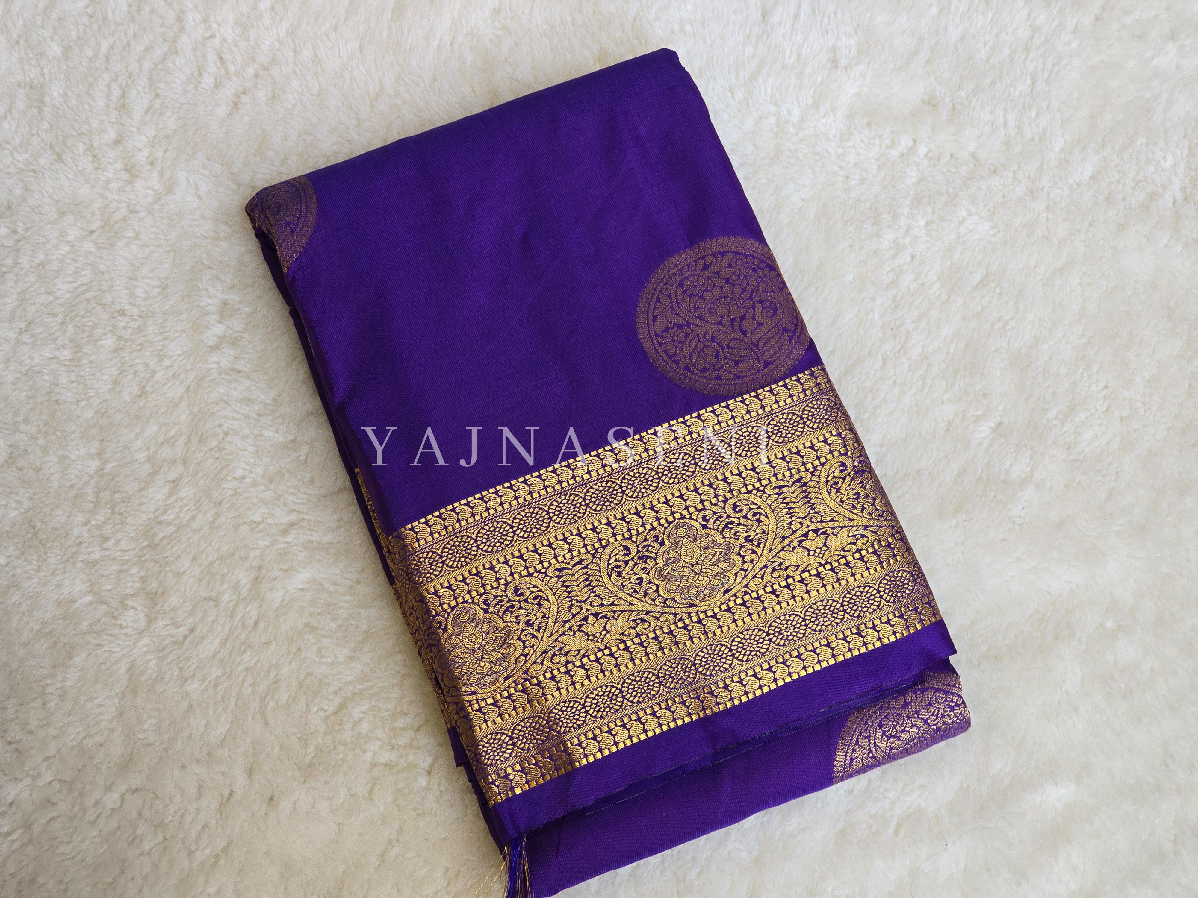 Semi Soft Silk Gold Zari Saree - Violet