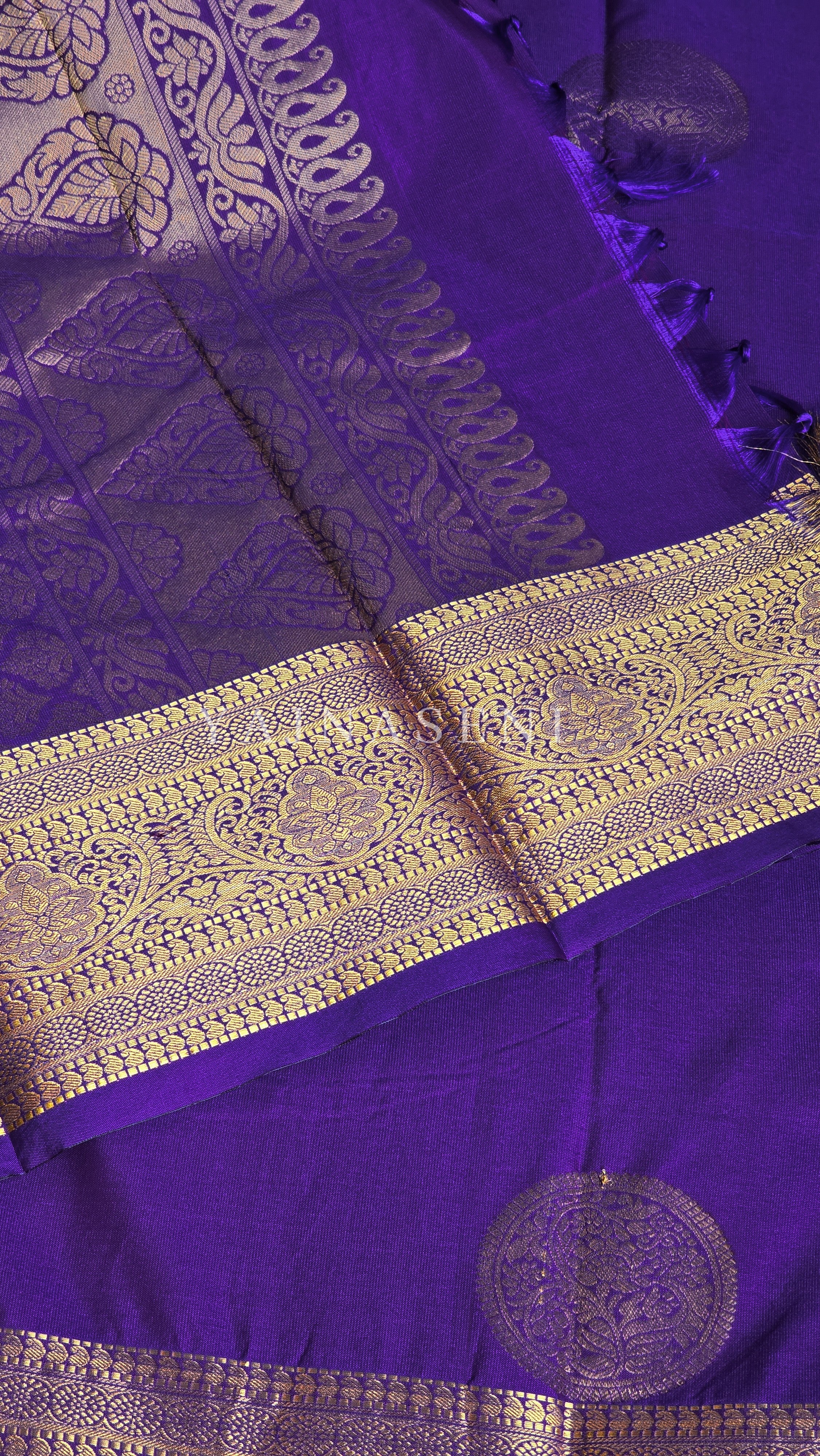 Semi Soft Silk Gold Zari Saree - Violet
