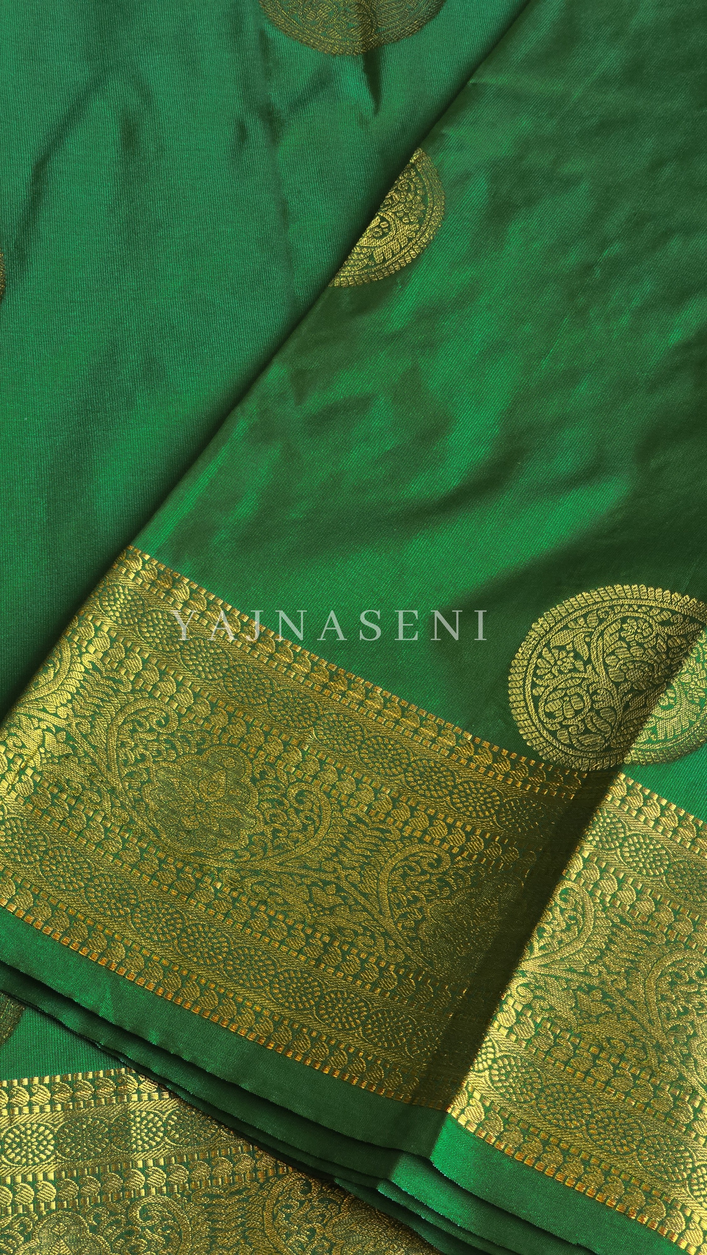 Semi Soft Silk Gold Zari Saree - Parrot Green