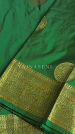 Load image into Gallery viewer, Semi Soft Silk Gold Zari Saree - Parrot Green
