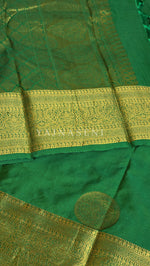 Load image into Gallery viewer, Semi Soft Silk Gold Zari Saree - Parrot Green
