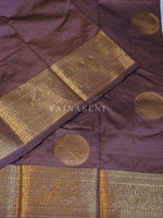 Load image into Gallery viewer, Semi Soft Silk Gold Zari Saree - Dark Mauve
