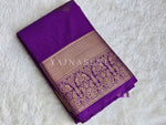 Load image into Gallery viewer, Color Block Series : Semi Kanchi Silk Saree - Purple x Teal
