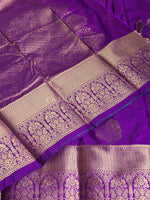 Load image into Gallery viewer, Color Block Series : Semi Kanchi Silk Saree - Purple x Teal
