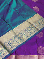 Load image into Gallery viewer, Color Block Series : Semi Kanchi Silk Saree - Purple x Teal
