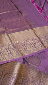Color Block Series : Semi Kanchi Silk Saree - Dark Mauve x Pink