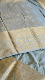 Load image into Gallery viewer, Color Block Series : Semi Kanchi Silk Saree - Sage x Cream
