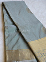 Load image into Gallery viewer, Color Block Series : Semi Kanchi Silk Saree - Sage x Cream
