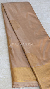 Color Block Series : Semi Kanchi Silk Saree - Champagne x Grey