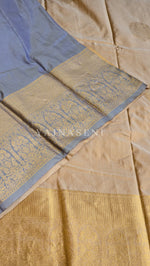 Load image into Gallery viewer, Color Block Series : Semi Kanchi Silk Saree - Champagne x Grey
