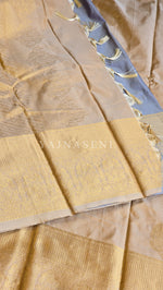 Load image into Gallery viewer, Color Block Series : Semi Kanchi Silk Saree - Champagne x Grey
