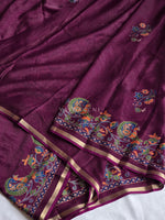 Load image into Gallery viewer, Blended Chinnon Silk Saree : Dark purple
