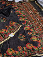 Load image into Gallery viewer, Blended Chinnon Silk Saree : Black
