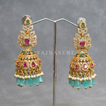Load image into Gallery viewer, SARANIKA jhumkas (Turquoise)
