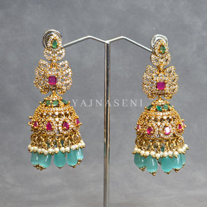 SARANIKA jhumkas (Turquoise)