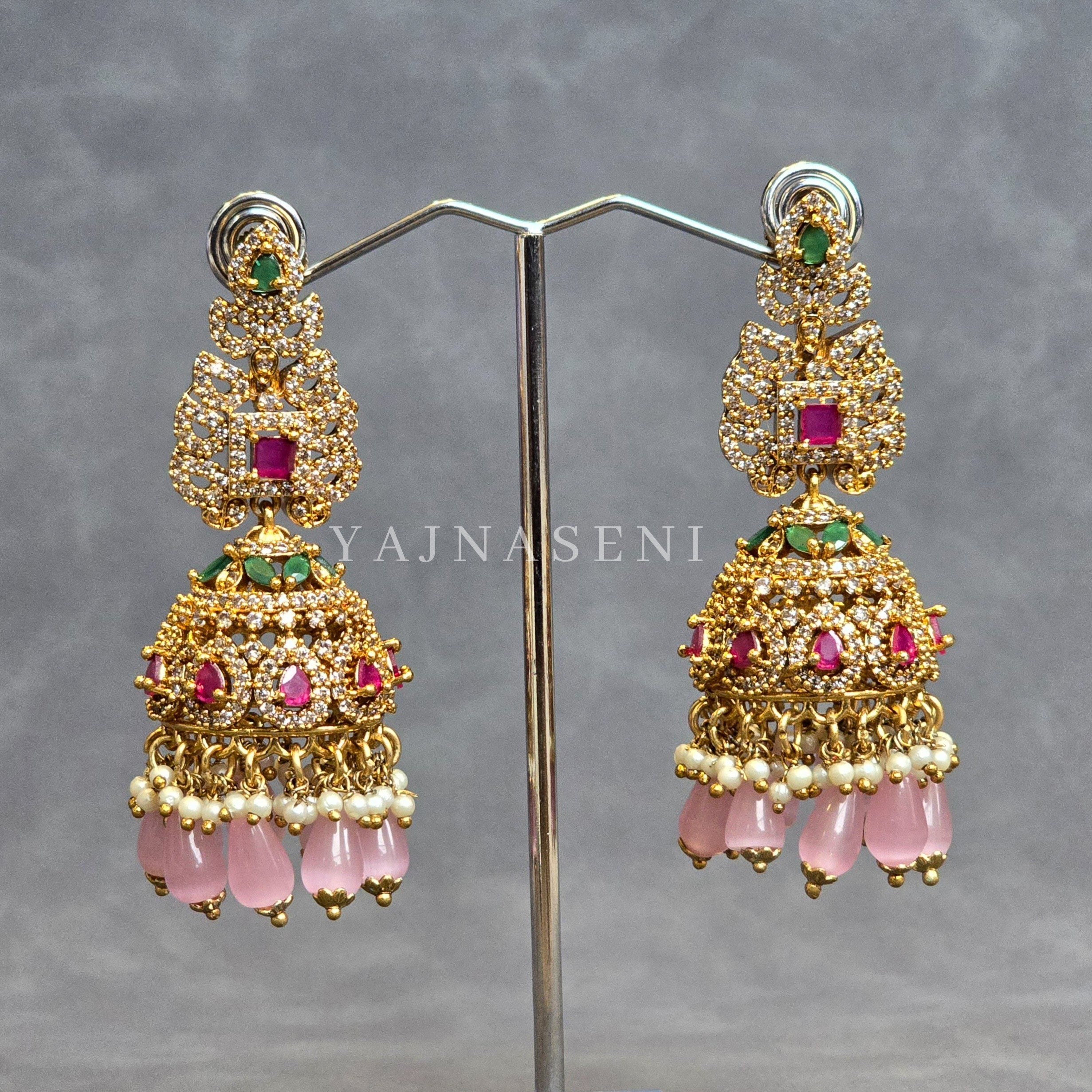 SARANIKA jhumkas (Pink)