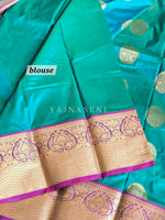 Load image into Gallery viewer, Kanchipuram Silk Saree - Teal x Purple
