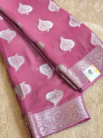 Load image into Gallery viewer, Viscose Georgette Saree x Silver Zari - Dark Mauve
