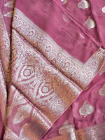 Load image into Gallery viewer, Viscose Georgette Saree x Silver Zari - Dark Mauve
