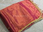 Load image into Gallery viewer, Shimmery Tissue Saree x Pearl Border : Dark Coral Pink
