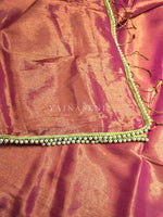 Load image into Gallery viewer, Shimmery Tissue Saree x Pearl Border : Dark Coral Pink
