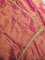 Load image into Gallery viewer, Shimmery Tissue Saree x Pearl Border : Dark Coral Pink
