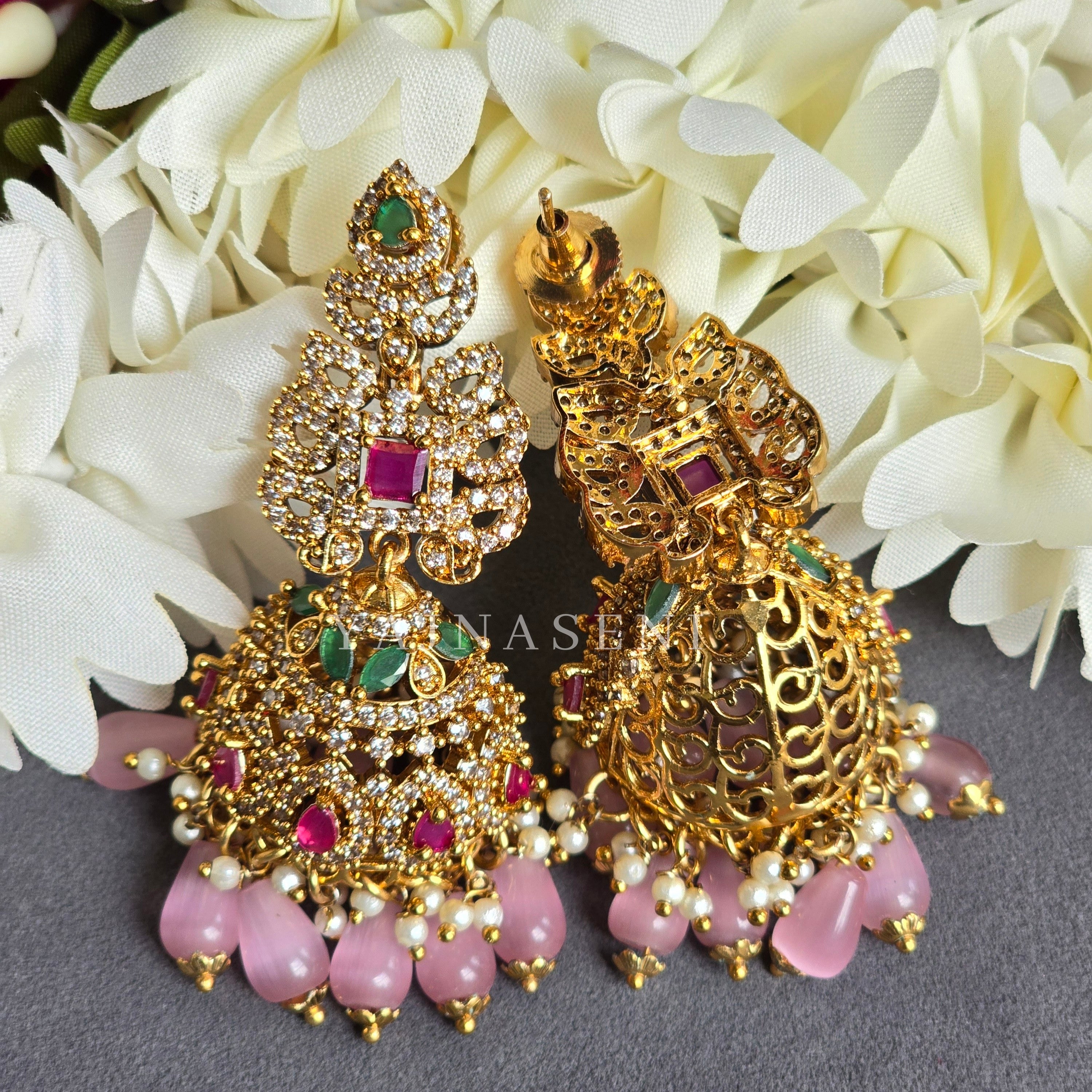 SARANIKA jhumkas (Pink)