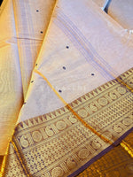 Load image into Gallery viewer, Kanchi Cotton Saree x Big Temple Border : Ashbrown x Brown
