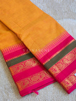 Load image into Gallery viewer, Kanchi Cotton Saree x Tall Border : Amber x Hot Pink

